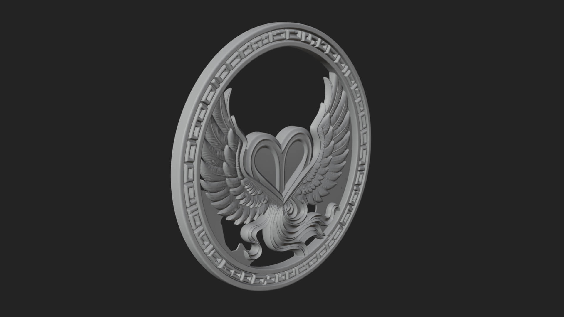 Winged Heart Pendant Design 17 3D Print Model 3D Model