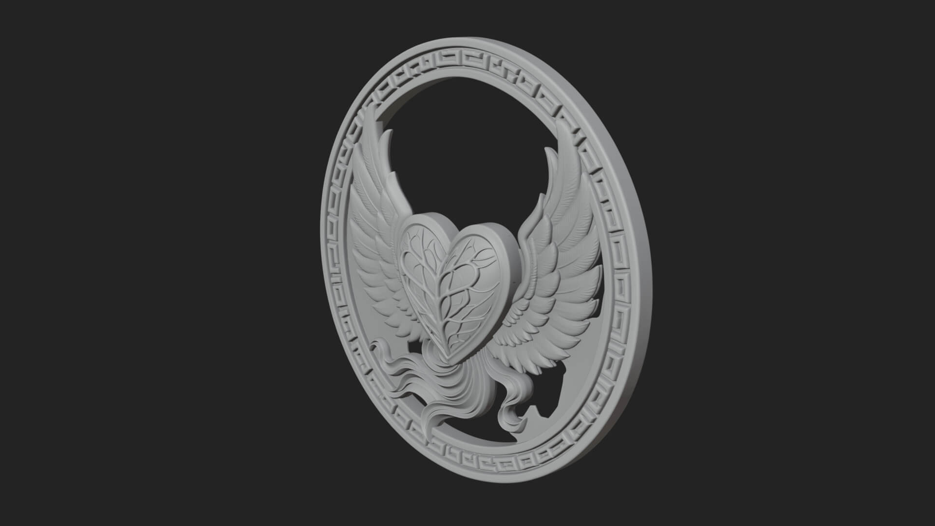 Winged Heart Pendant Design 17 3D Print Model 3D Model