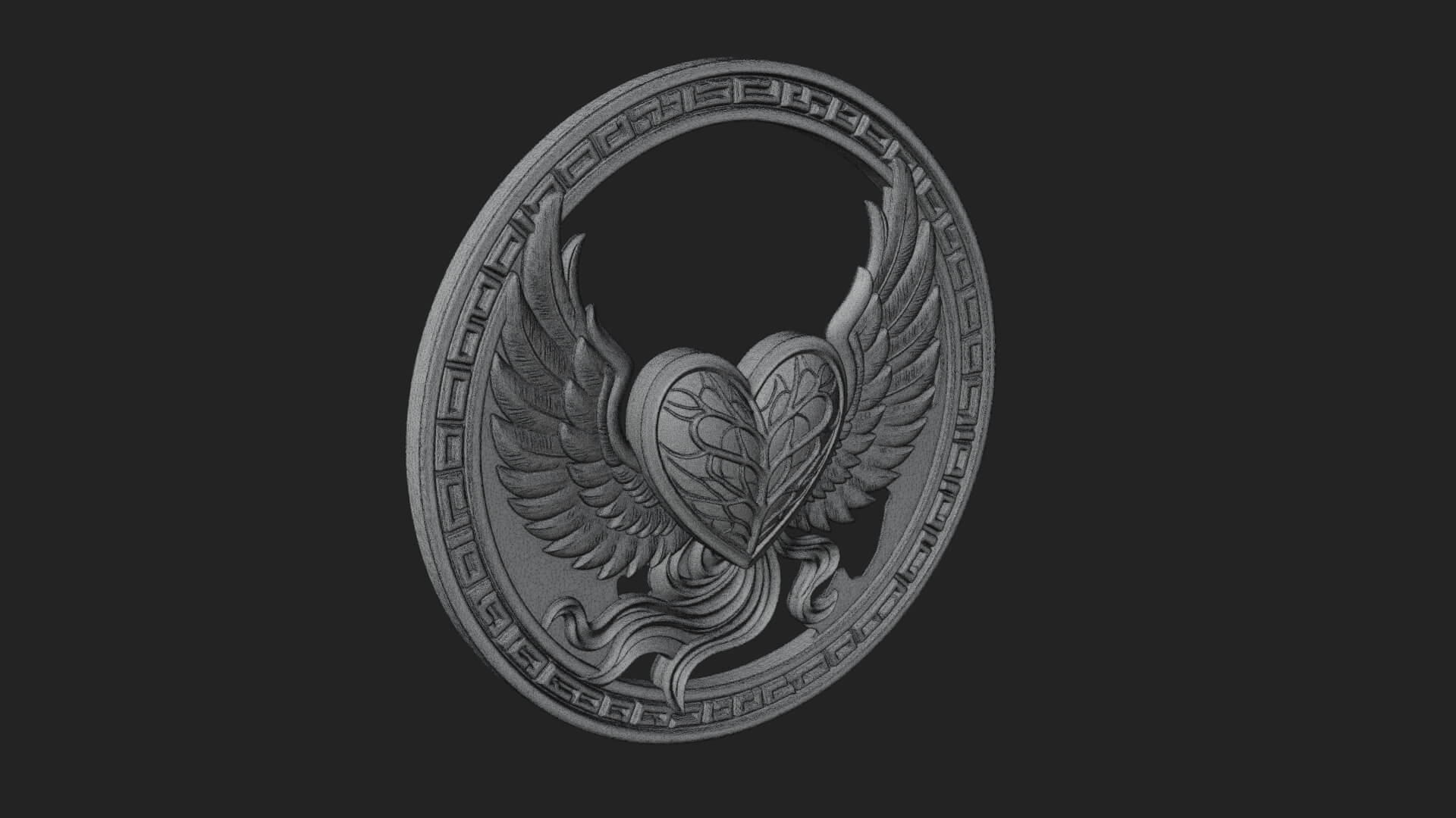 Winged Heart Pendant Design 17 3D Print Model 3D Model