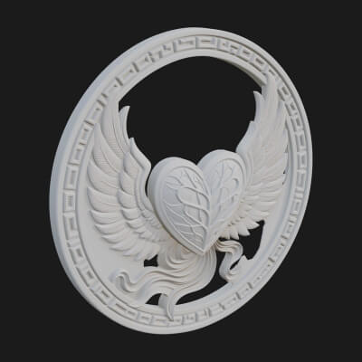 Winged Heart Pendant Design 17 3D Print Model