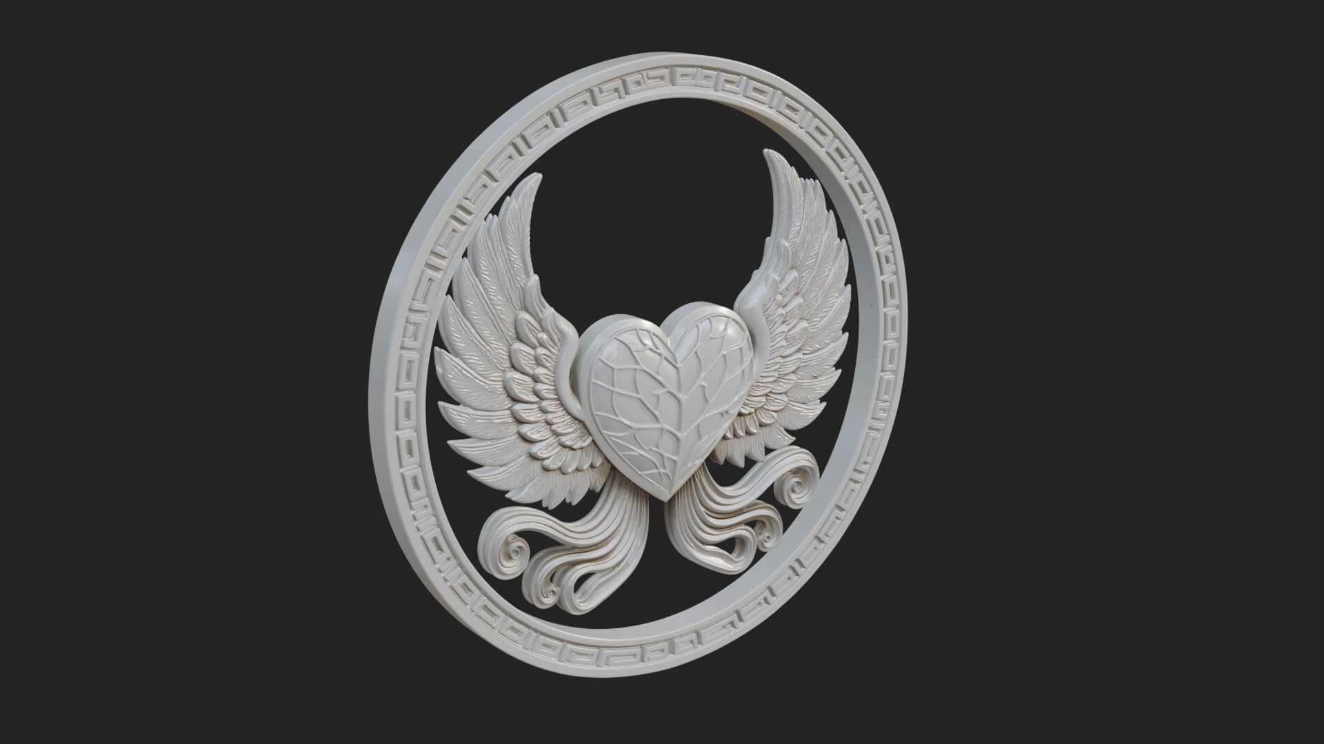Winged Heart Pendant Design 18 3D Print Model 3D Model