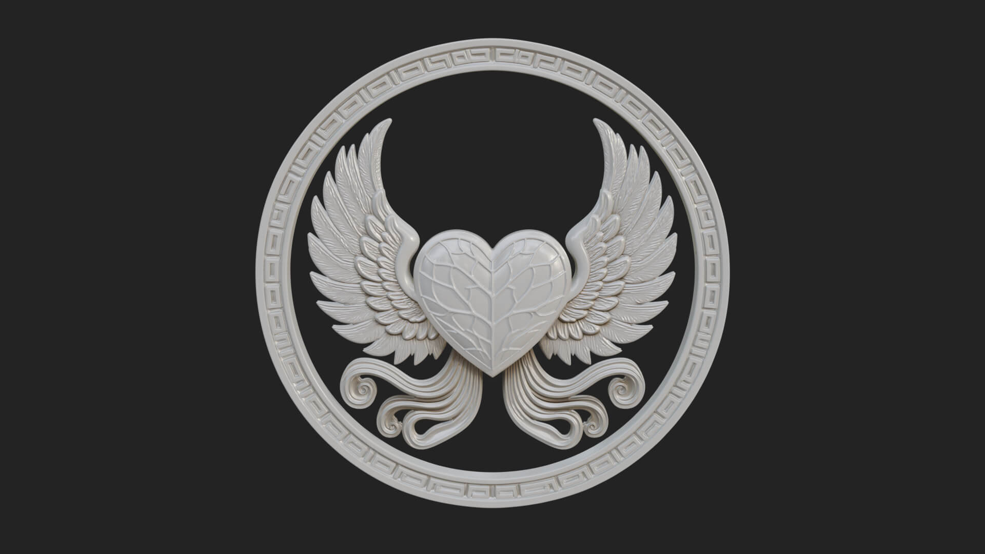 Winged Heart Pendant Design 18 3D Print Model 3D Model