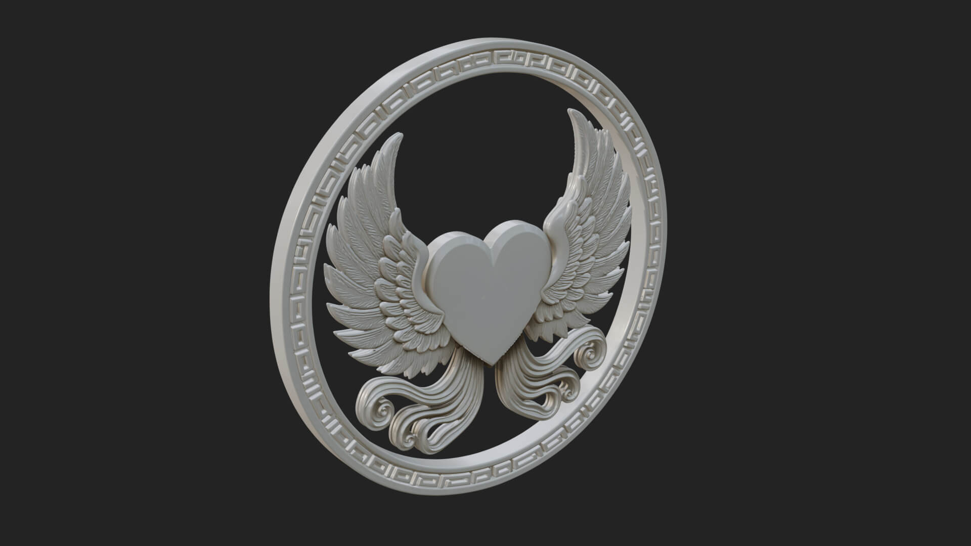 Winged Heart Pendant Design 18 3D Print Model 3D Model