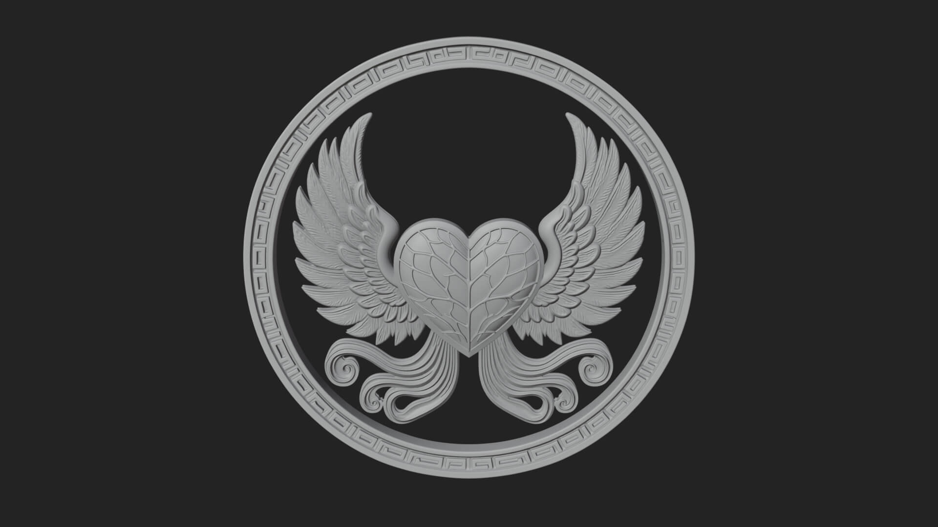 Winged Heart Pendant Design 18 3D Print Model 3D Model