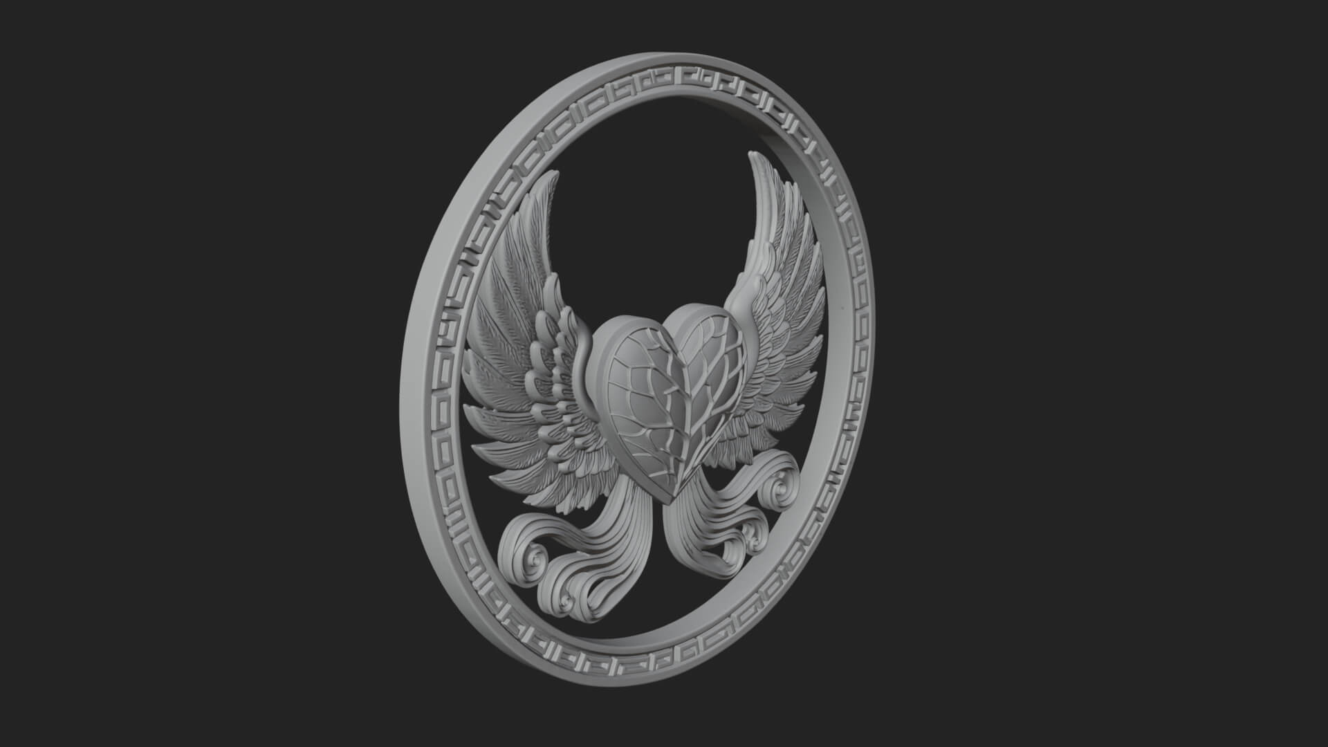 Winged Heart Pendant Design 18 3D Print Model 3D Model
