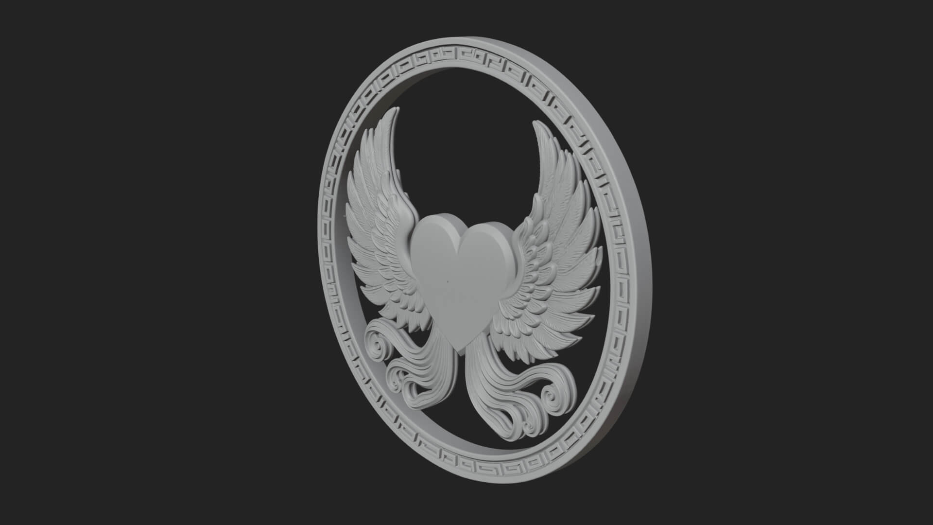 Winged Heart Pendant Design 18 3D Print Model 3D Model