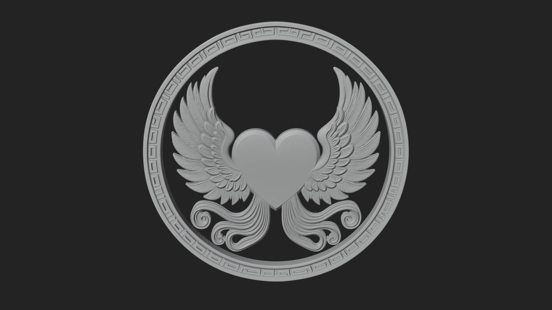 Winged Heart Pendant Design 18 3D Print Model 3D Model