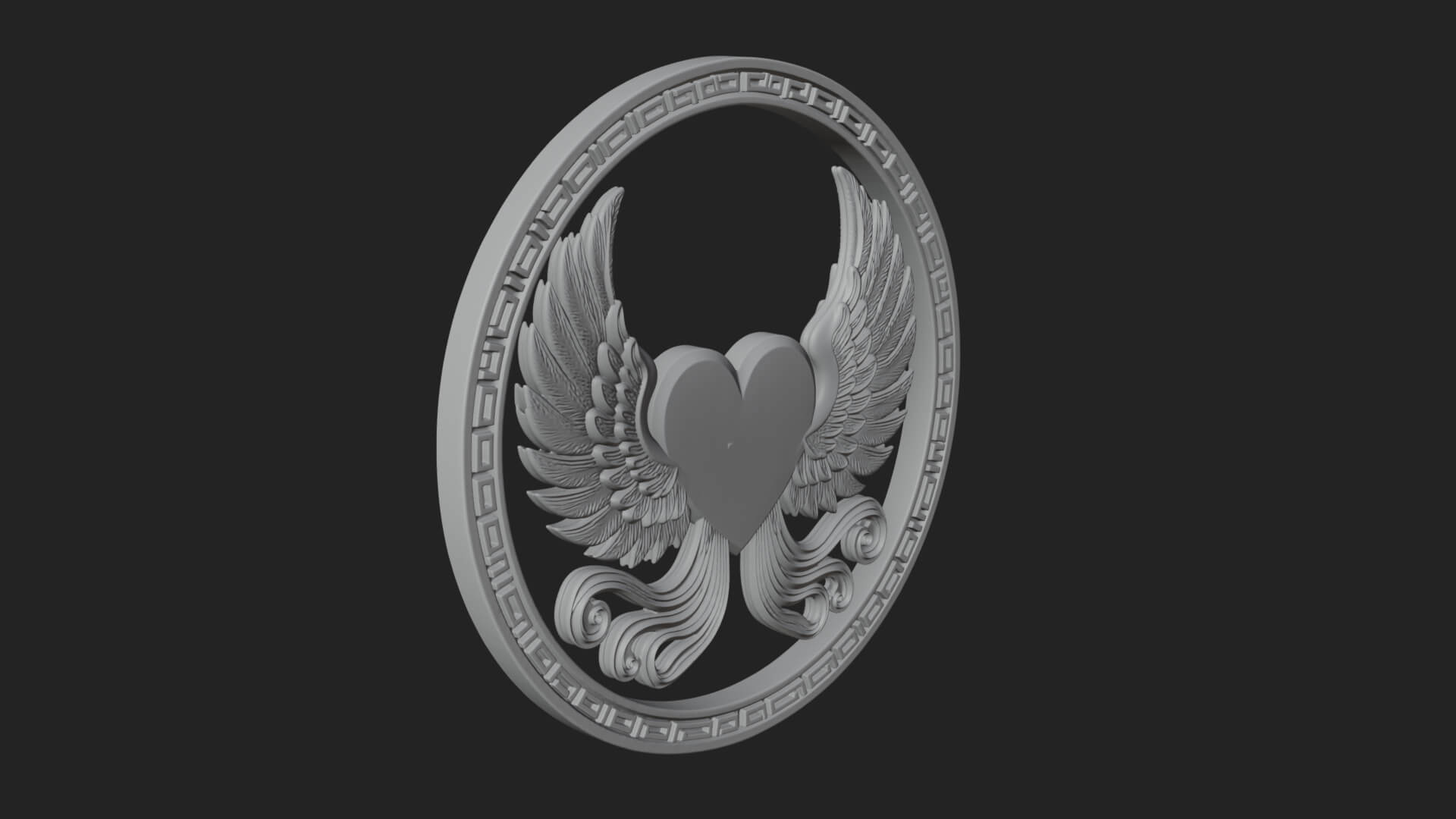 Winged Heart Pendant Design 18 3D Print Model 3D Model