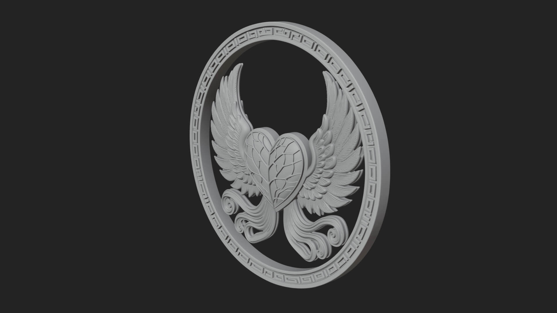 Winged Heart Pendant Design 18 3D Print Model 3D Model