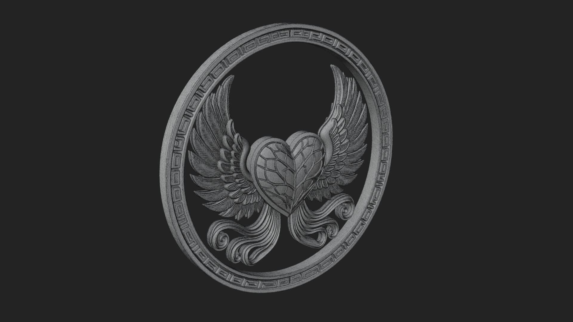 Winged Heart Pendant Design 18 3D Print Model 3D Model