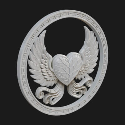 Winged Heart Pendant Design 18 3D Print Model