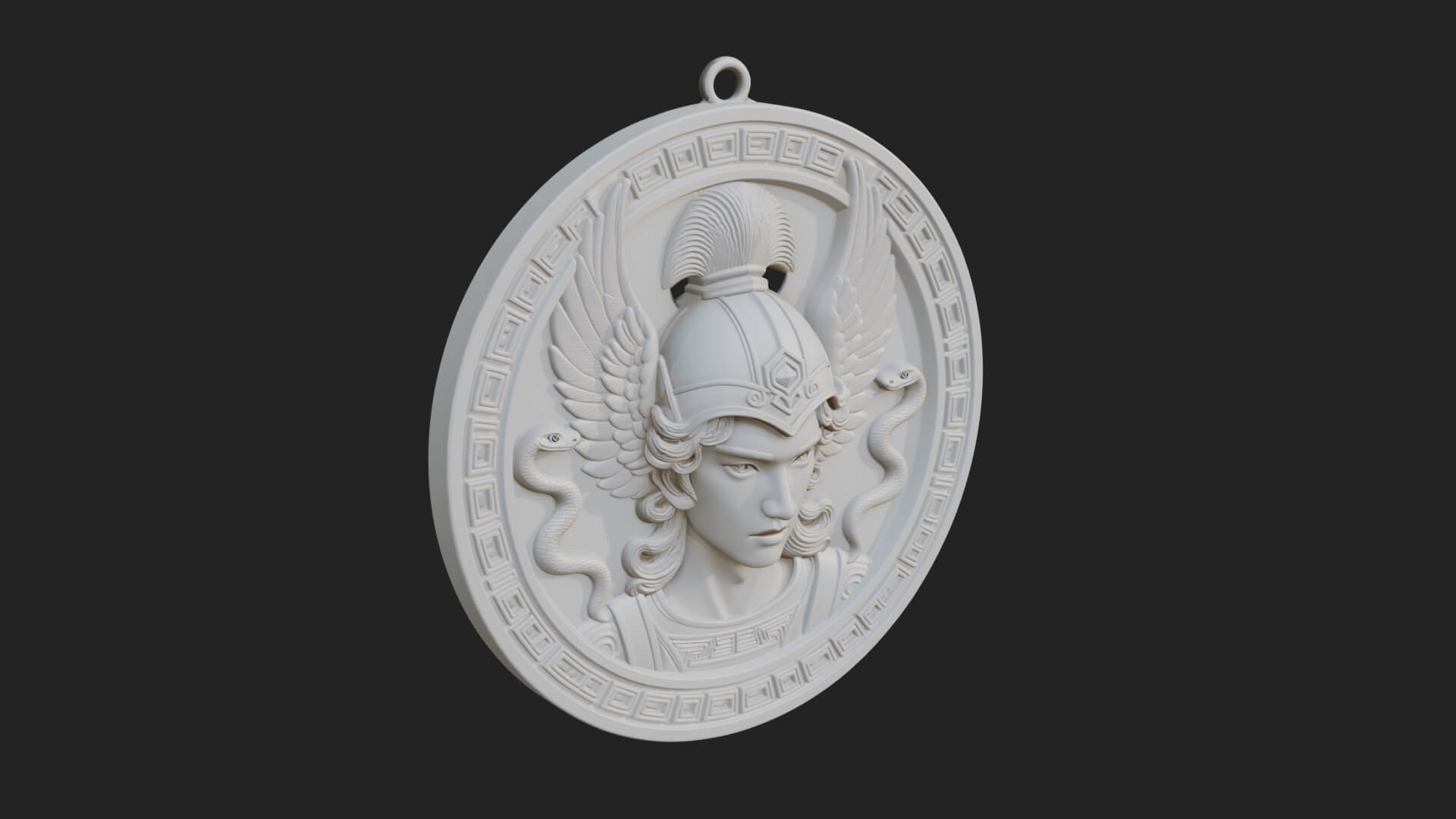 Winged Helm Goddess Oval Plaque Design 1 3D Print Model 3D Model