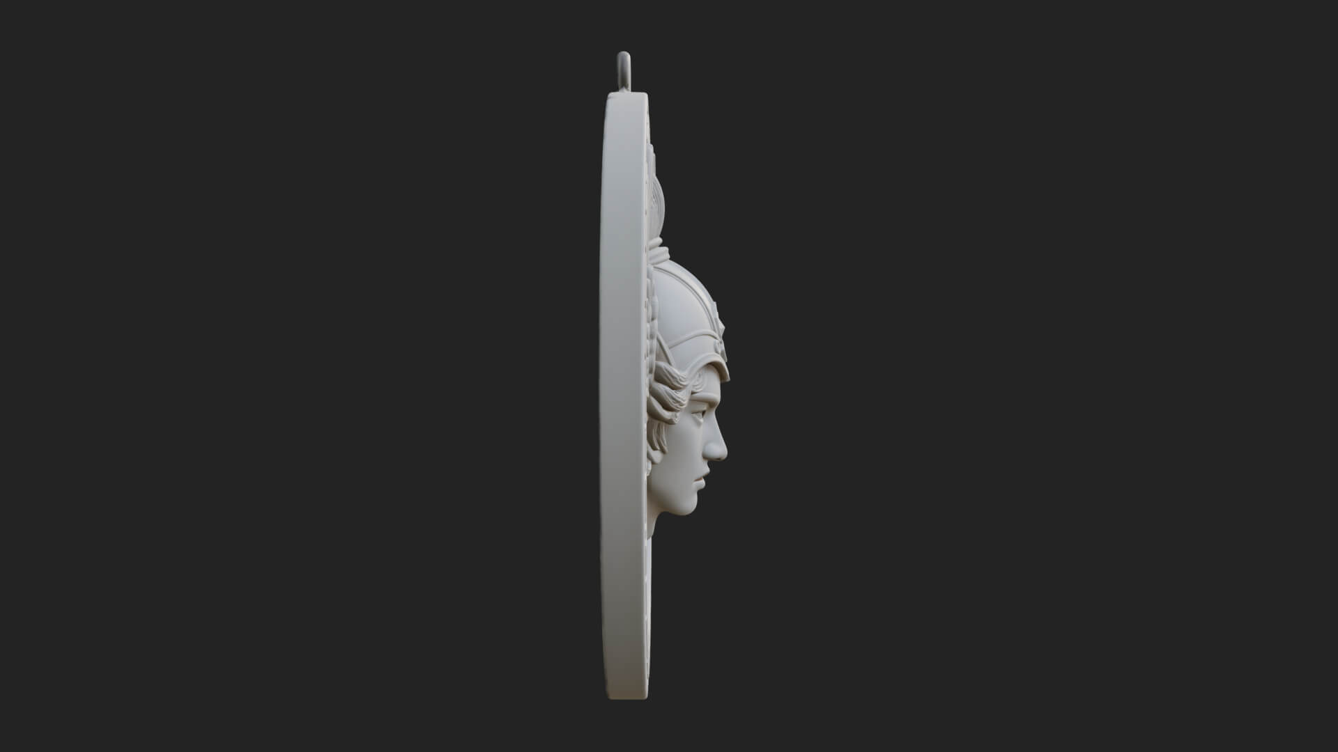 Winged Helm Goddess Oval Plaque Design 1 3D Print Model 3D Model