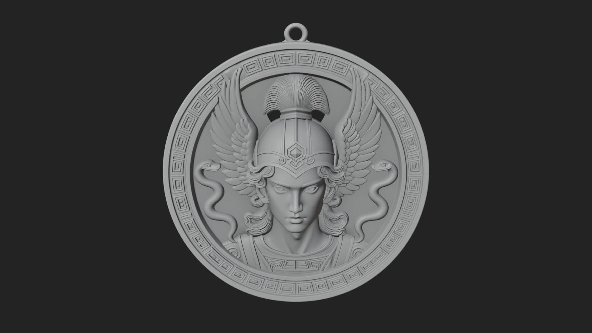 Winged Helm Goddess Oval Plaque Design 1 3D Print Model 3D Model