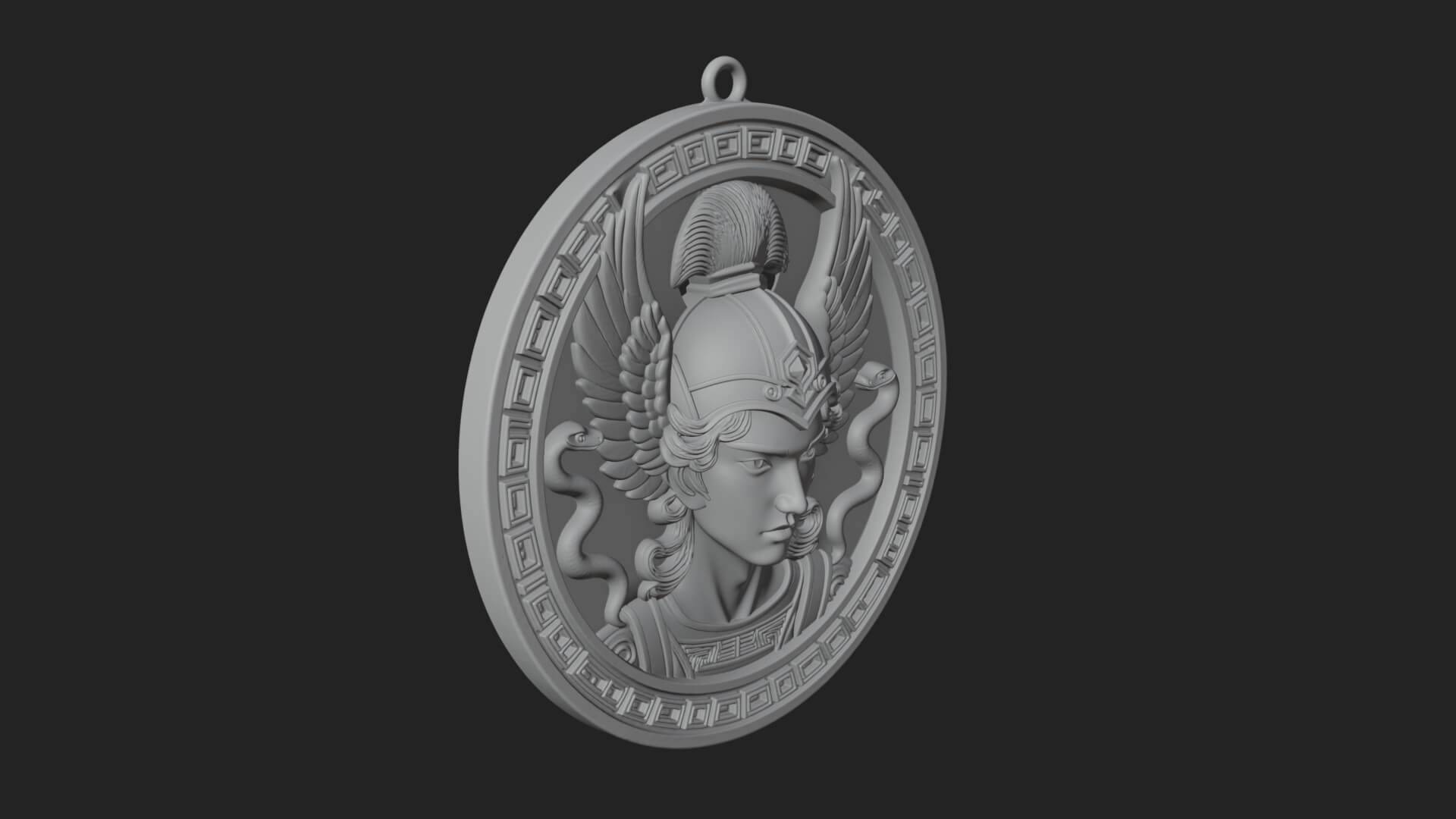 Winged Helm Goddess Oval Plaque Design 1 3D Print Model 3D Model