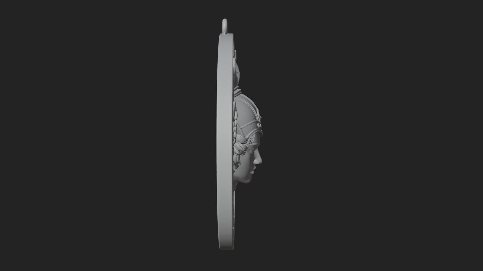 Winged Helm Goddess Oval Plaque Design 1 3D Print Model 3D Model