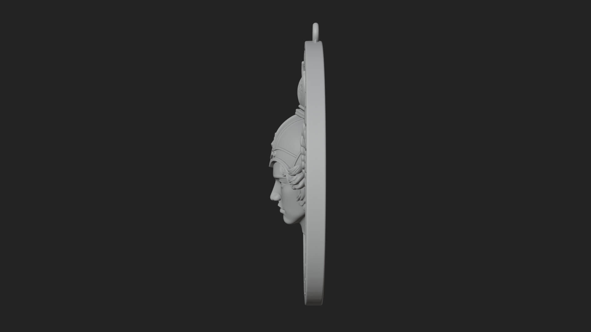 Winged Helm Goddess Oval Plaque Design 1 3D Print Model 3D Model