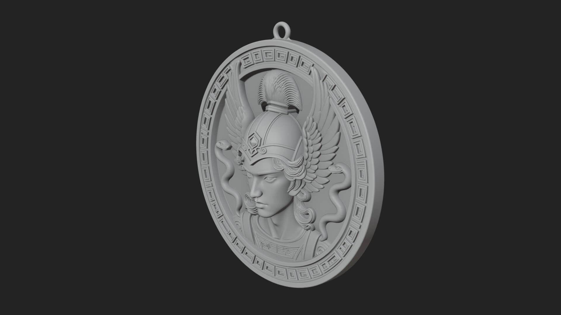 Winged Helm Goddess Oval Plaque Design 1 3D Print Model 3D Model