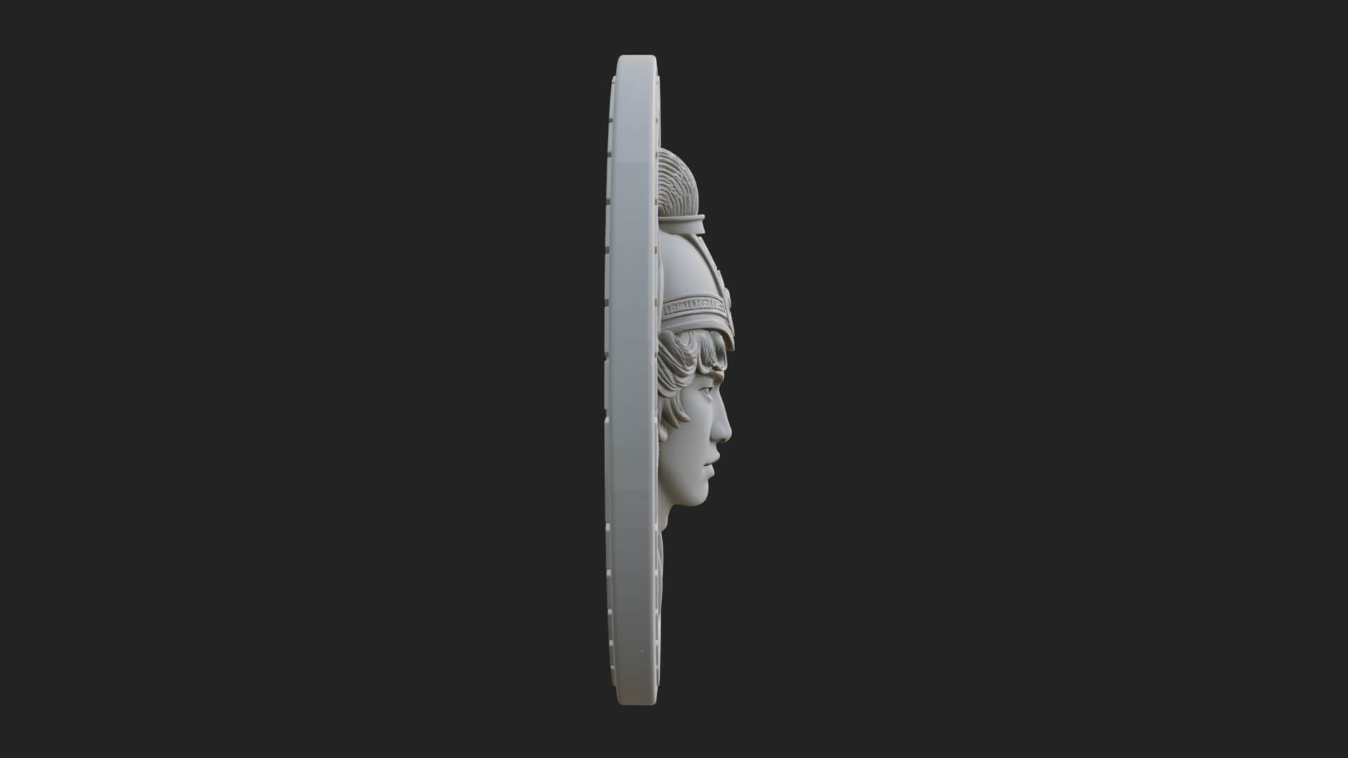 Winged Helm Goddess Oval Plaque Design 2 3D Print Model 3D Model