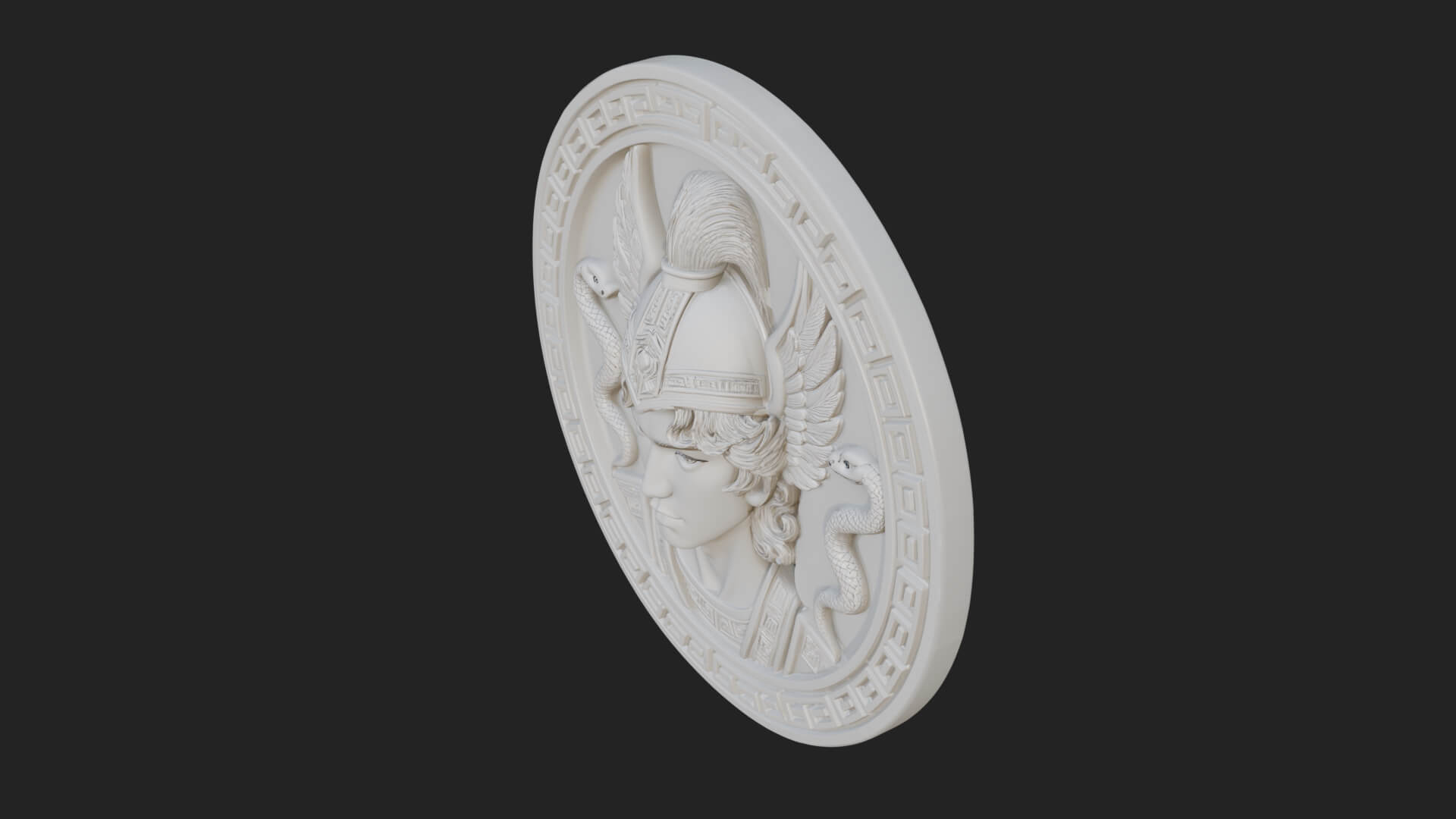 Winged Helm Goddess Oval Plaque Design 2 3D Print Model 3D Model