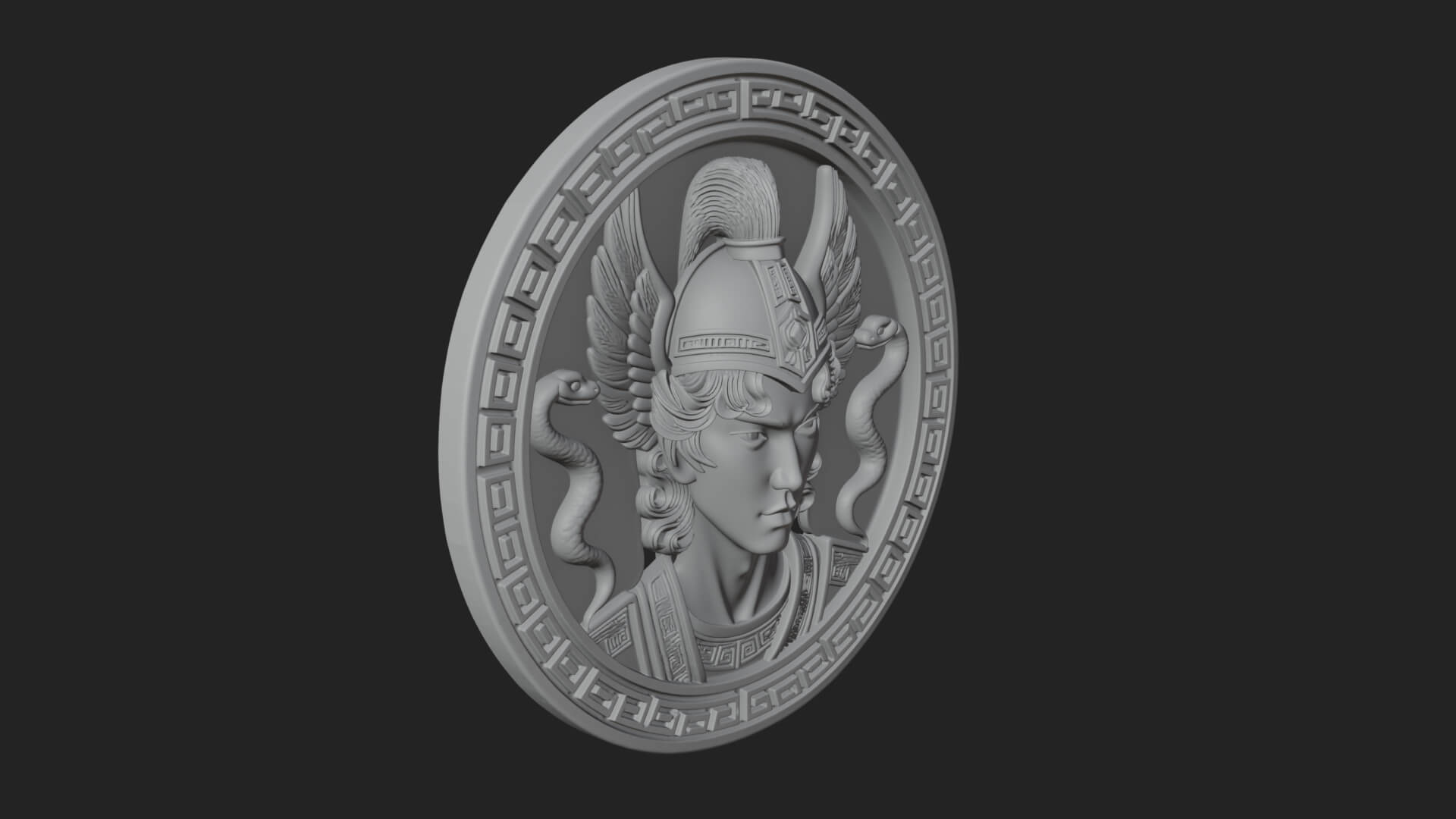 Winged Helm Goddess Oval Plaque Design 2 3D Print Model 3D Model