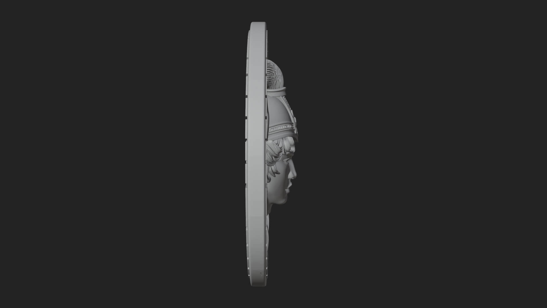 Winged Helm Goddess Oval Plaque Design 2 3D Print Model 3D Model