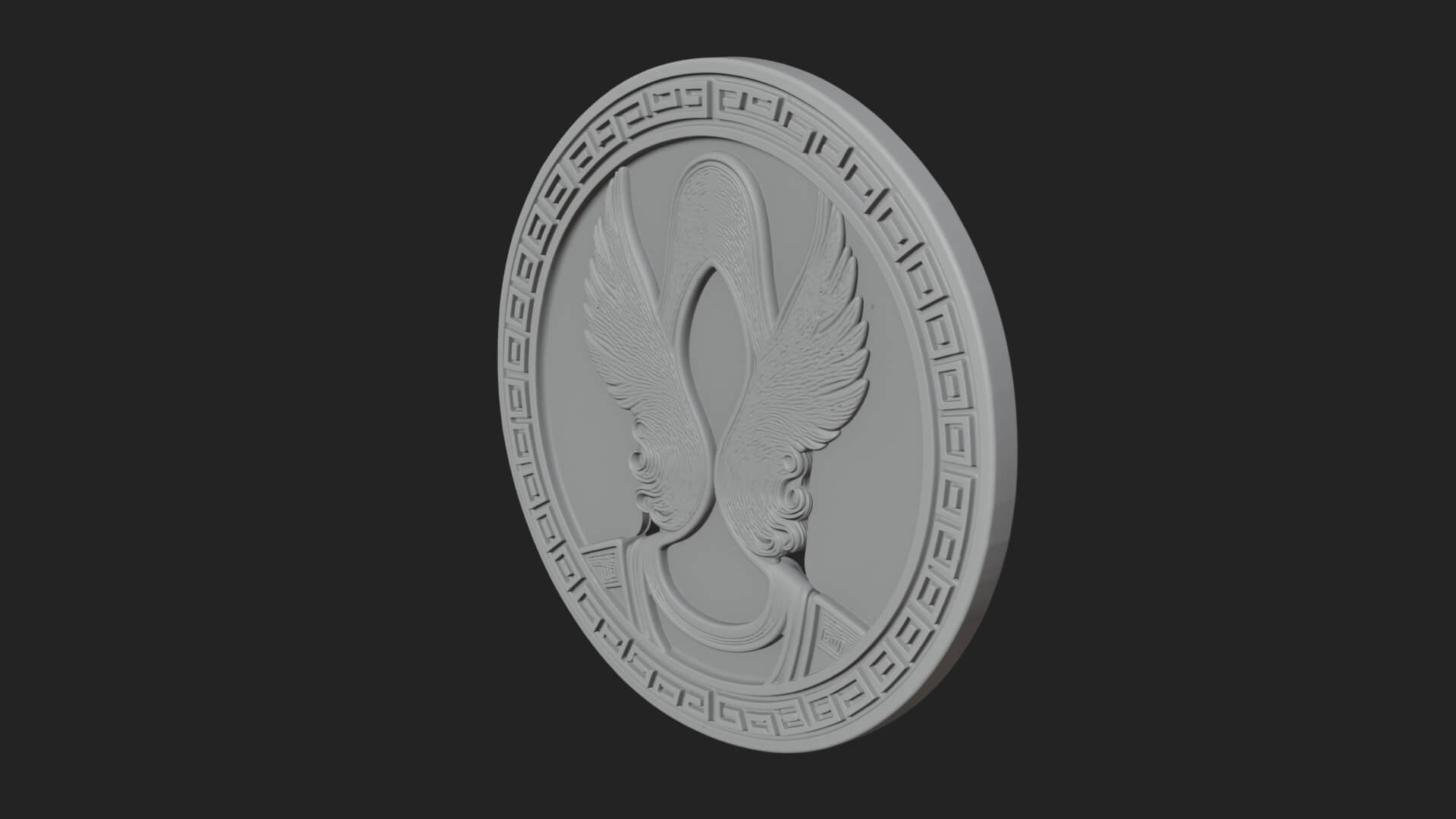 Winged Helm Goddess Oval Plaque Design 2 3D Print Model 3D Model