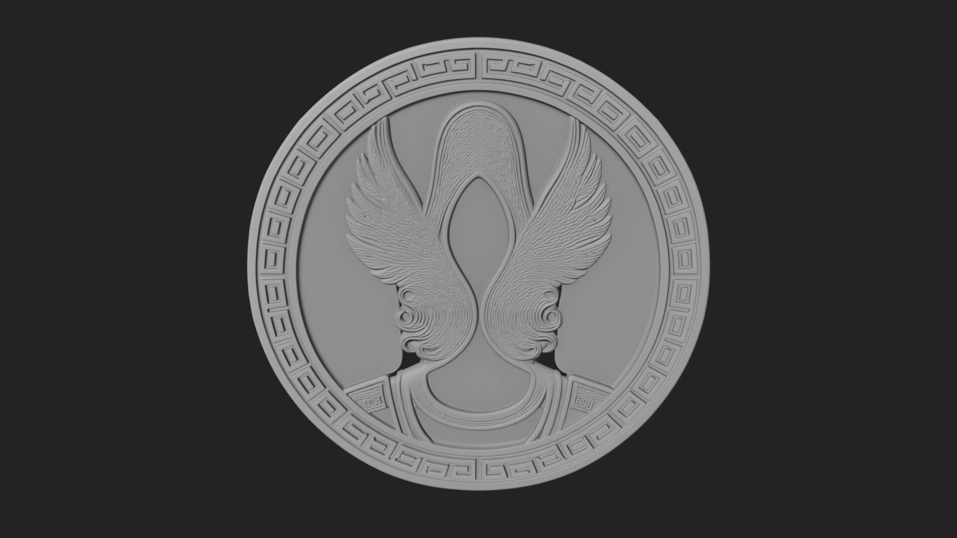 Winged Helm Goddess Oval Plaque Design 2 3D Print Model 3D Model