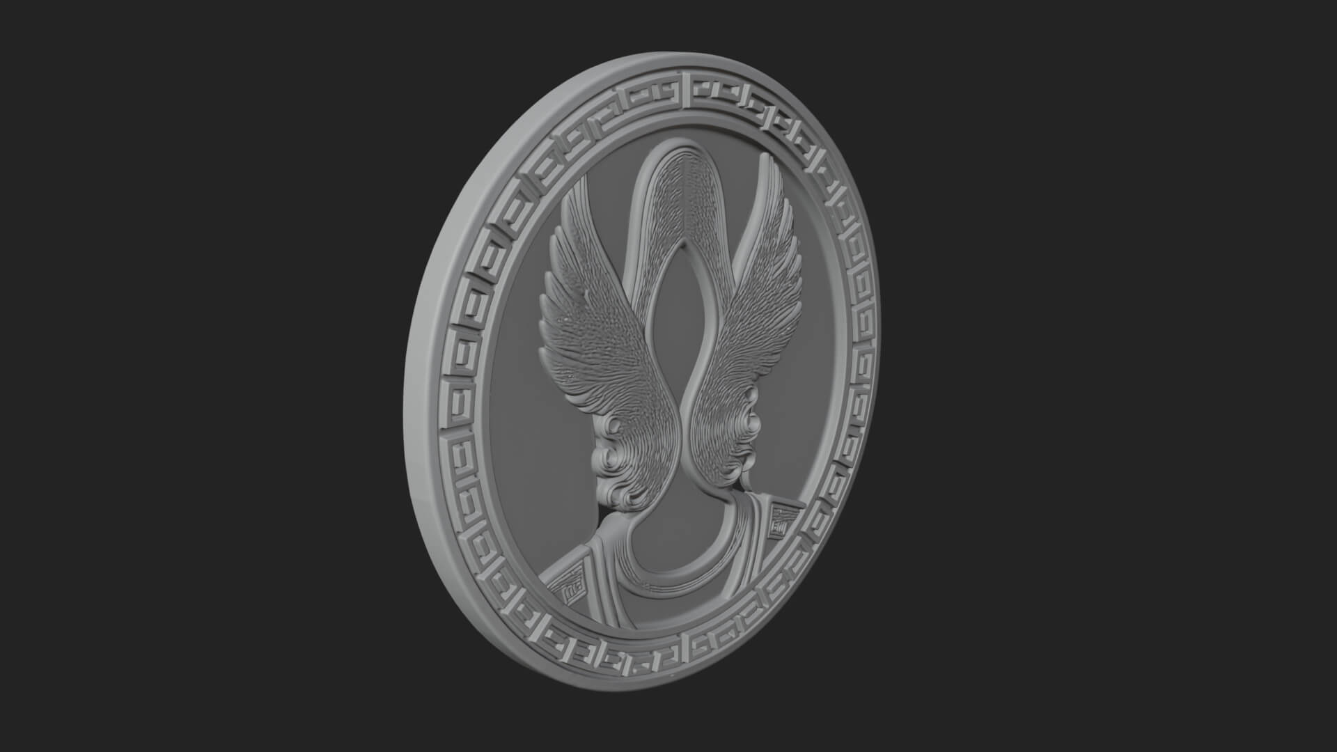 Winged Helm Goddess Oval Plaque Design 2 3D Print Model 3D Model