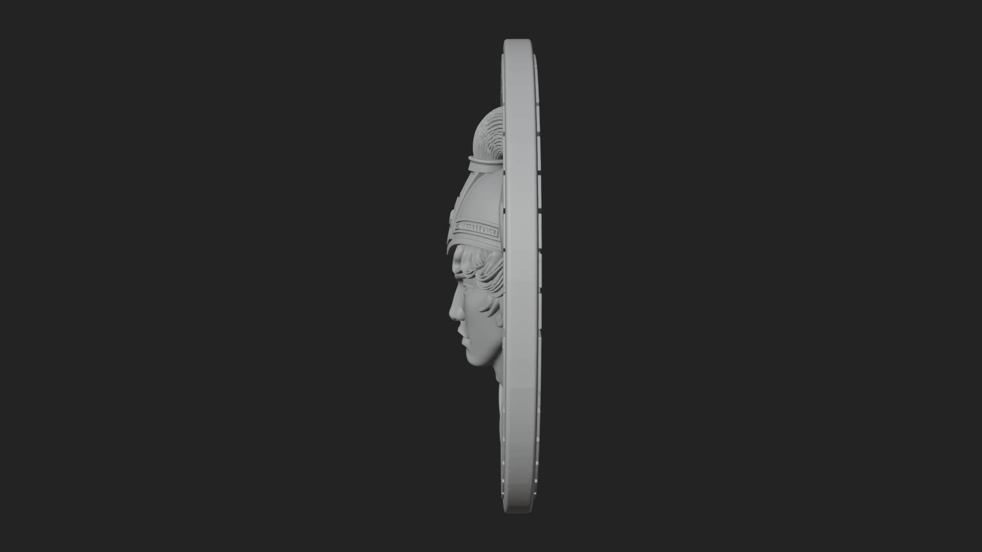 Winged Helm Goddess Oval Plaque Design 2 3D Print Model 3D Model