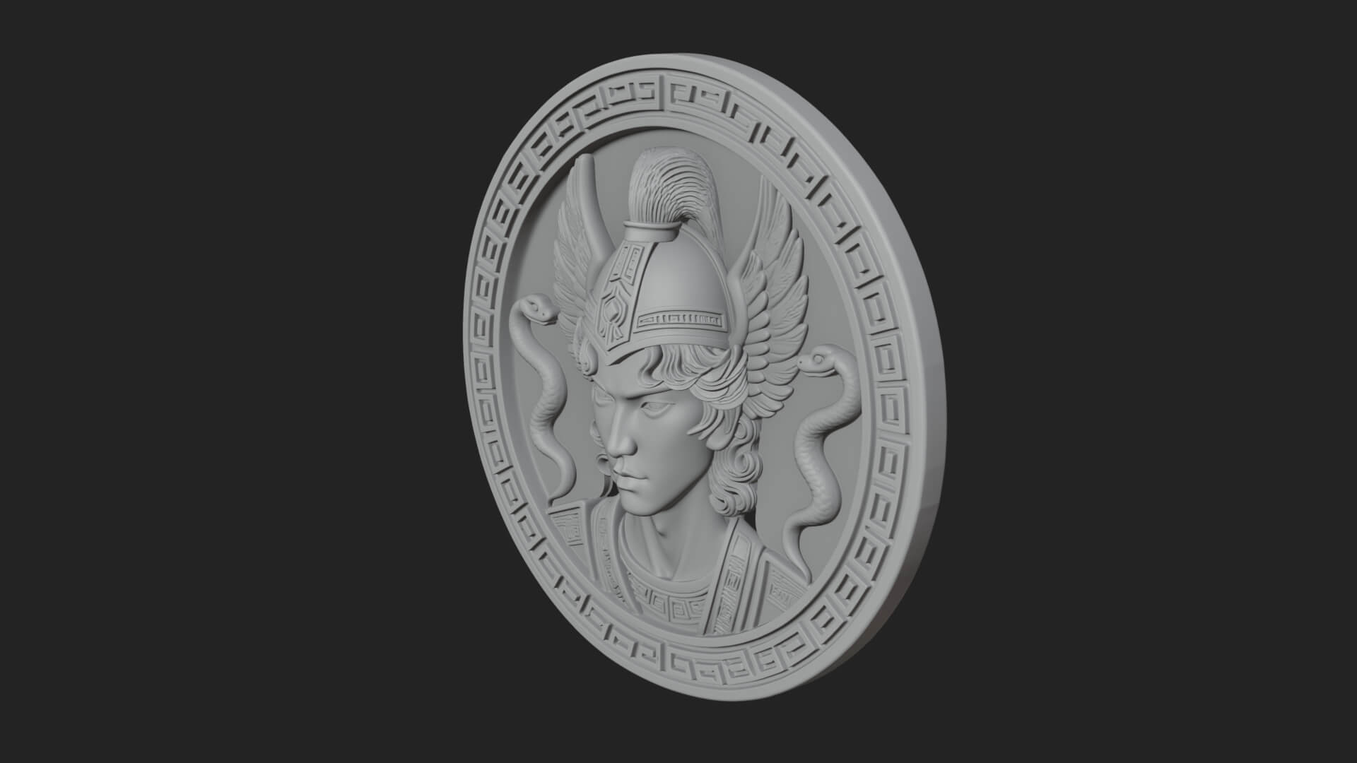 Winged Helm Goddess Oval Plaque Design 2 3D Print Model 3D Model
