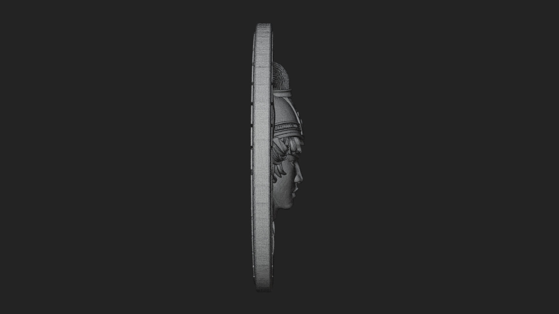 Winged Helm Goddess Oval Plaque Design 2 3D Print Model 3D Model