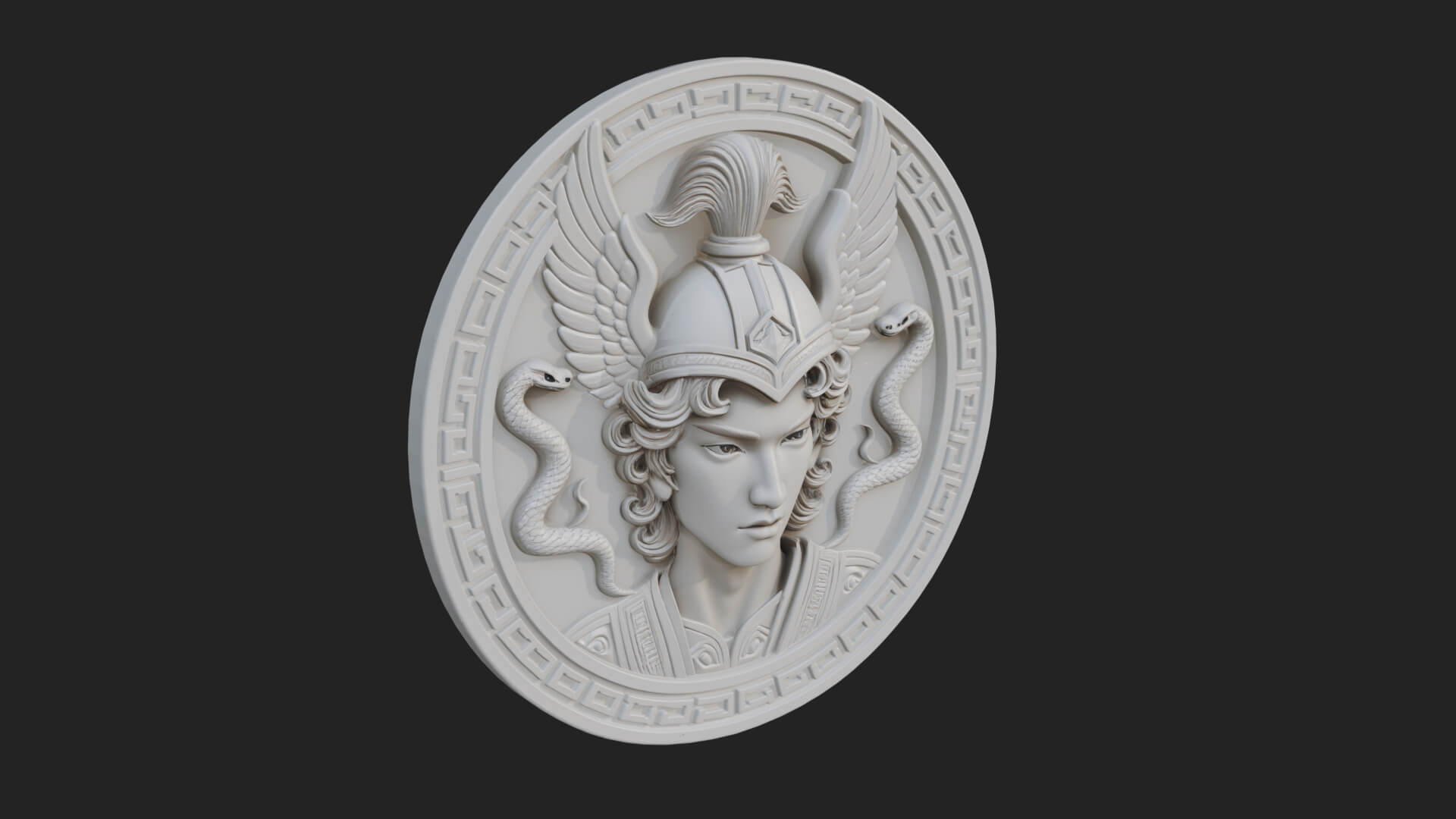 Winged Helm Goddess Oval Plaque Design 3 3D Print Model 3D Model