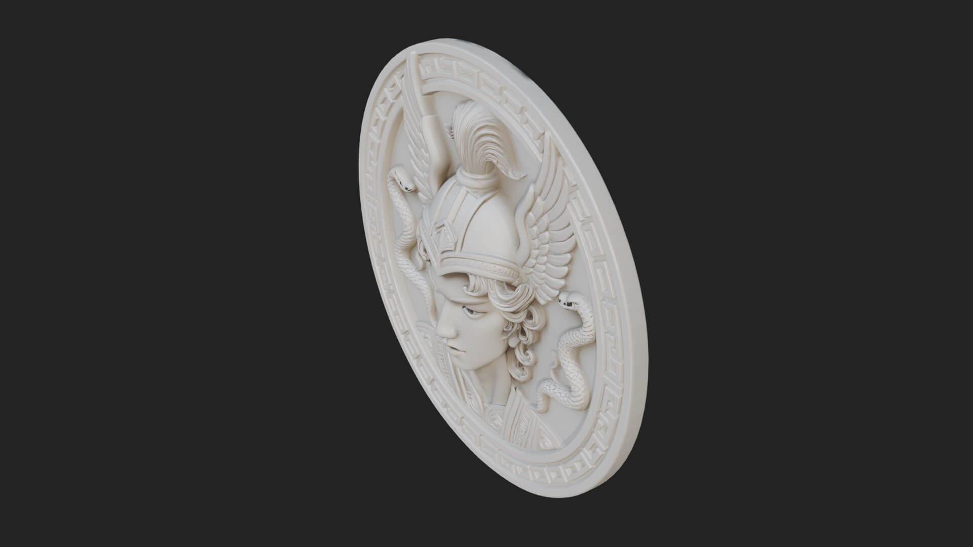 Winged Helm Goddess Oval Plaque Design 3 3D Print Model 3D Model