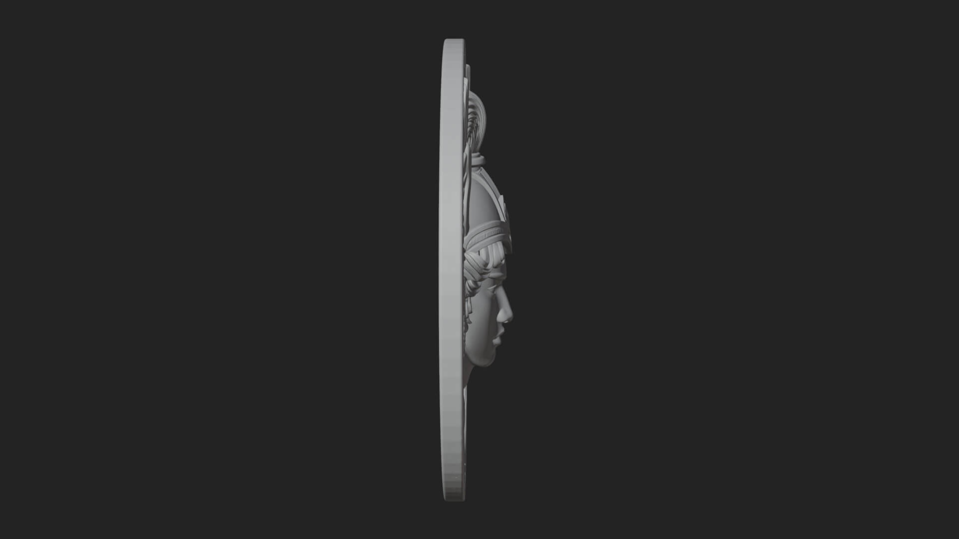 Winged Helm Goddess Oval Plaque Design 3 3D Print Model 3D Model