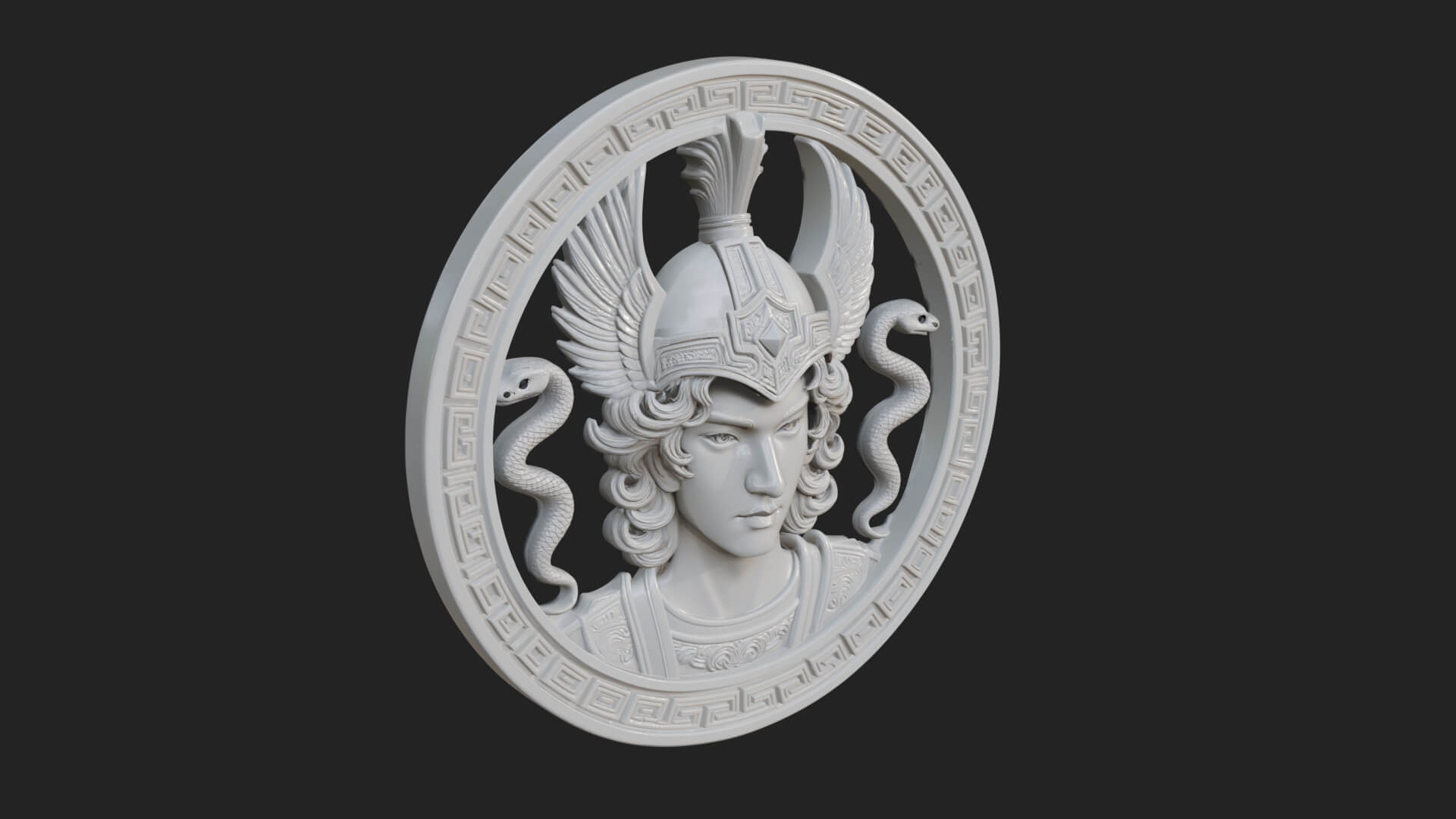 Winged Helm Goddess Oval Plaque Design 4 3D Print Model 3D Model