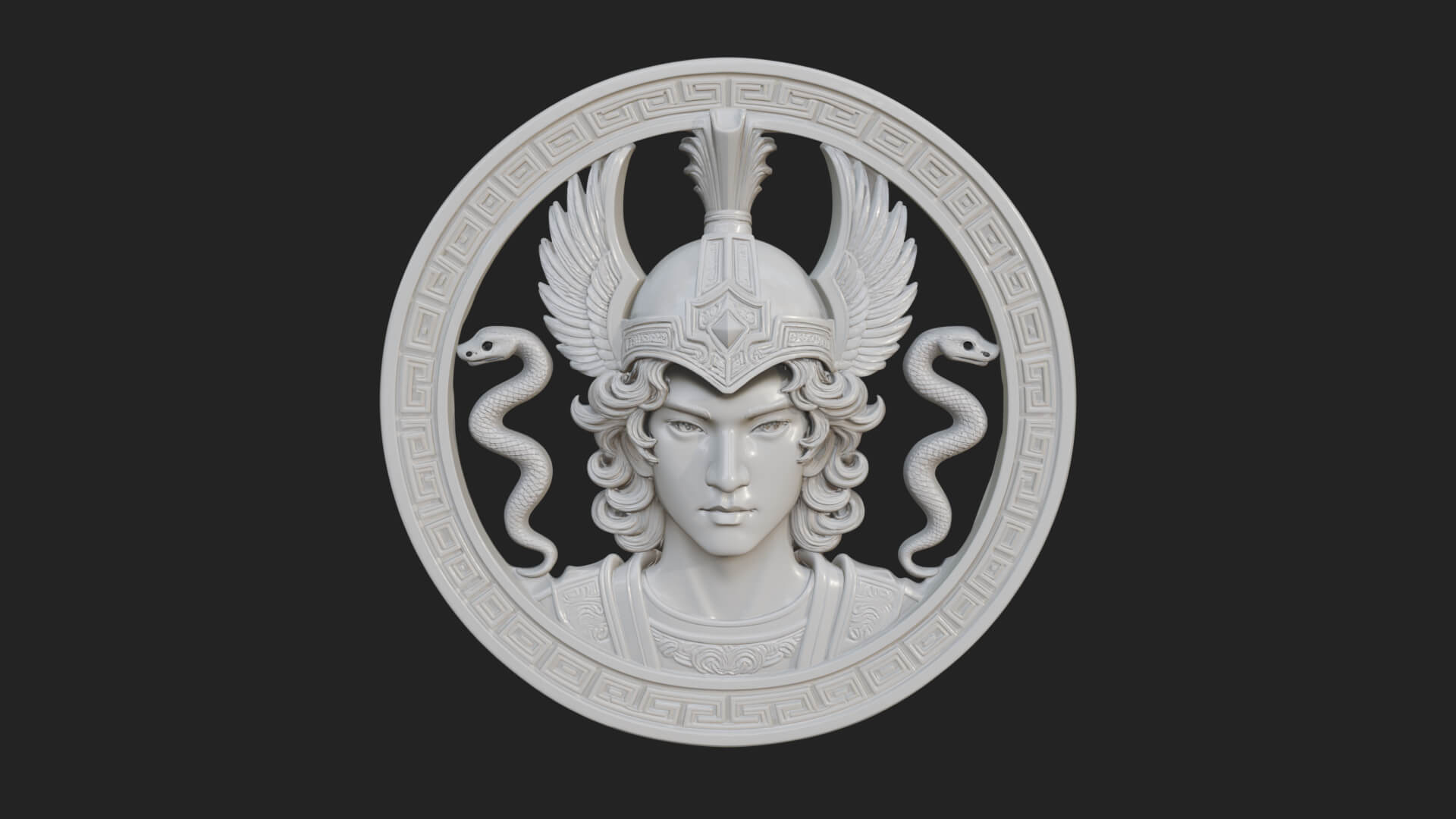 Winged Helm Goddess Oval Plaque Design 4 3D Print Model 3D Model