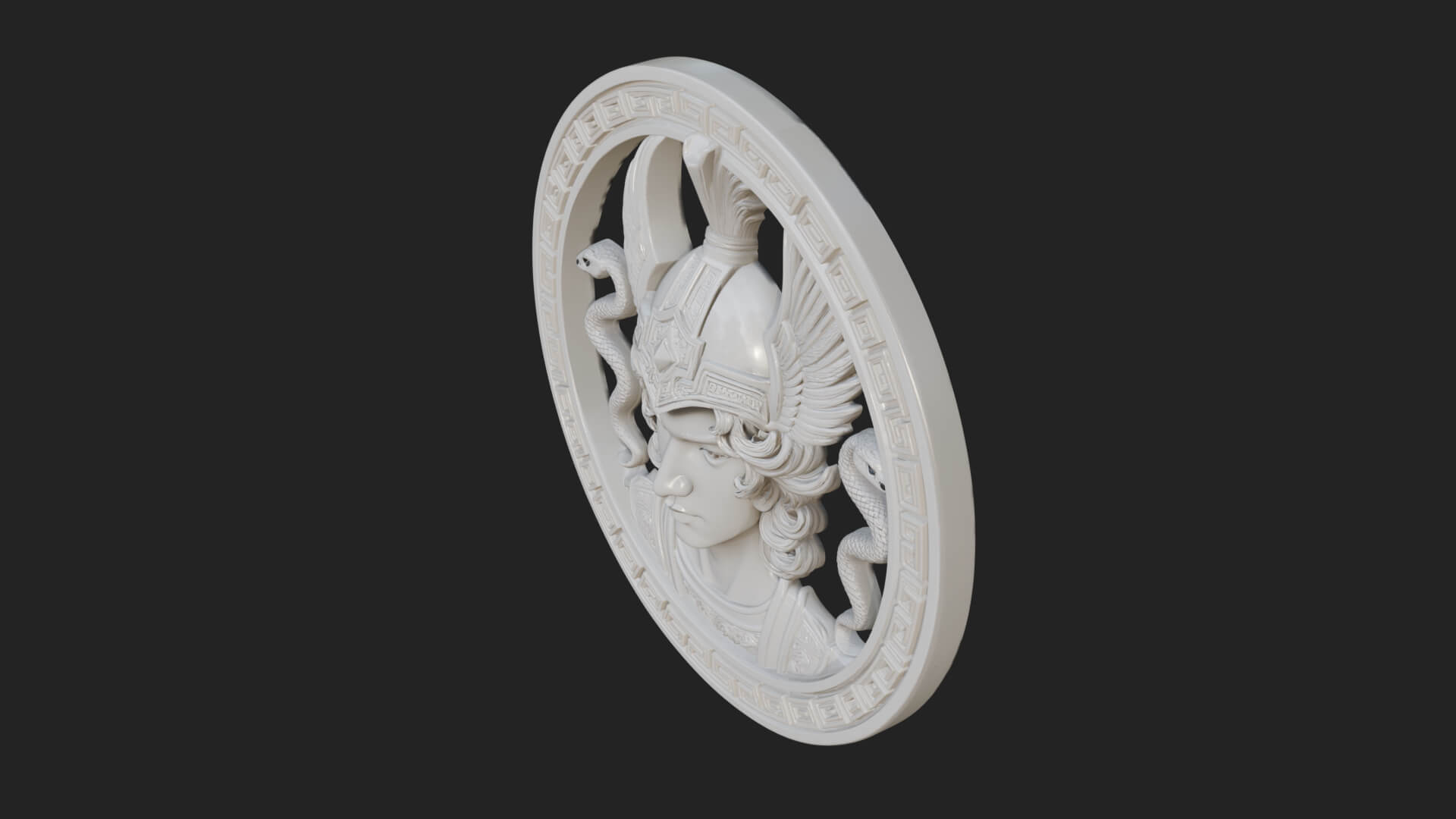 Winged Helm Goddess Oval Plaque Design 4 3D Print Model 3D Model