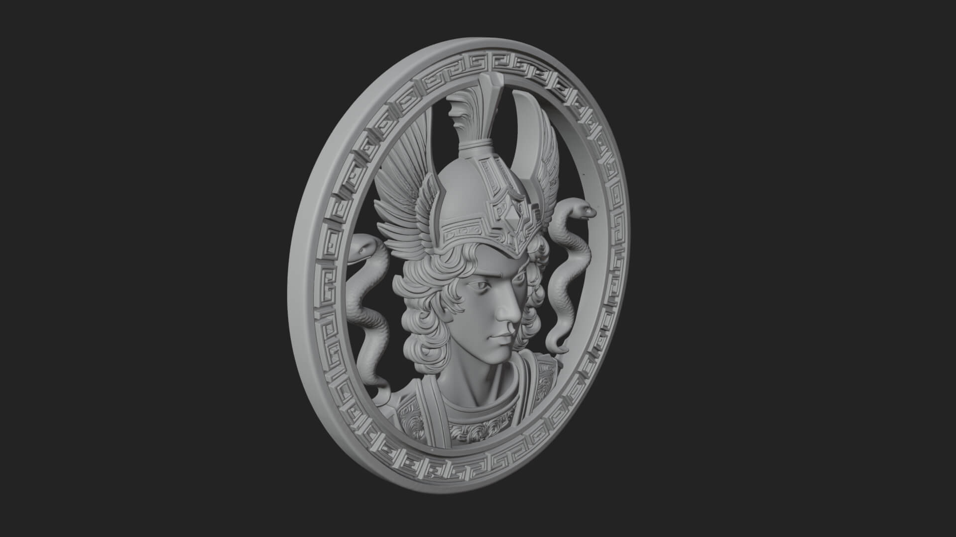 Winged Helm Goddess Oval Plaque Design 4 3D Print Model 3D Model