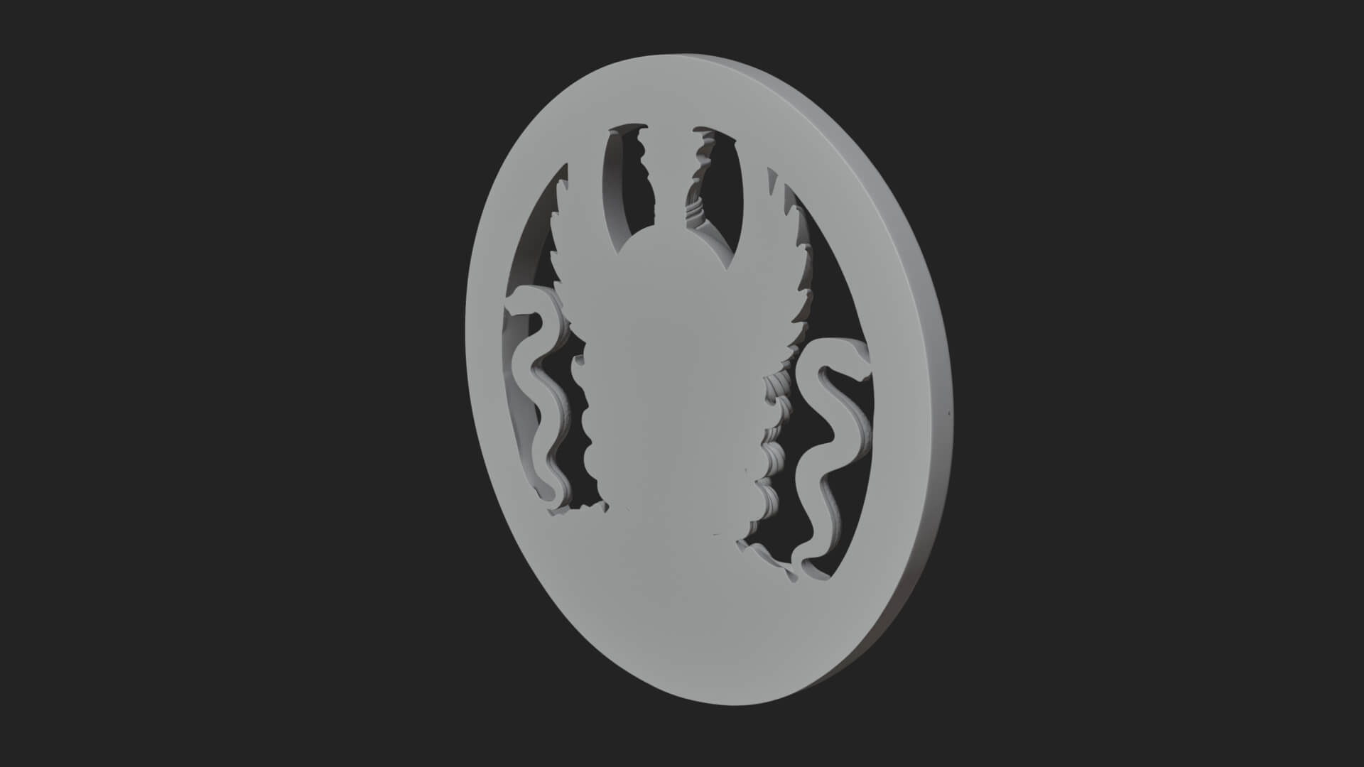 Winged Helm Goddess Oval Plaque Design 4 3D Print Model 3D Model