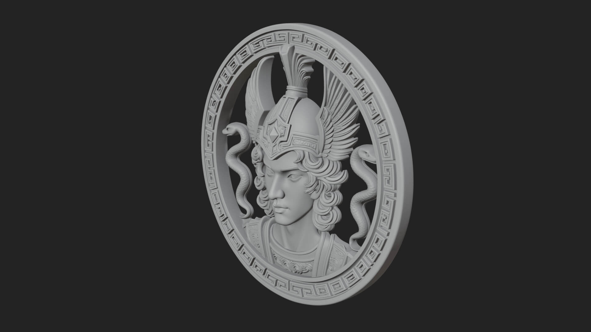 Winged Helm Goddess Oval Plaque Design 4 3D Print Model 3D Model