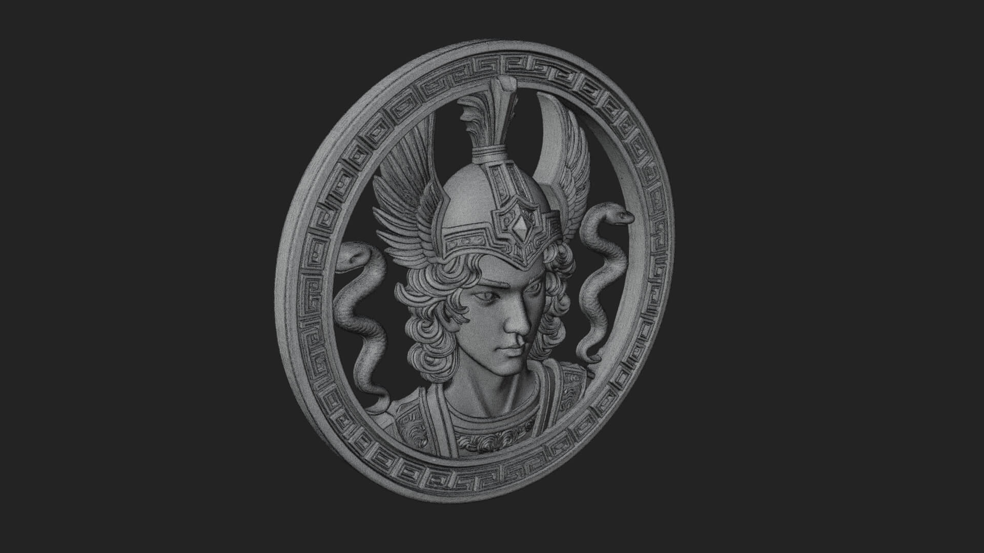 Winged Helm Goddess Oval Plaque Design 4 3D Print Model 3D Model