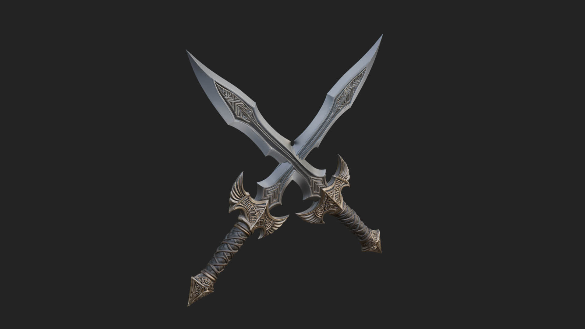 Winged Hilt Longsword Model Design 1 3D Print Model 3D Model