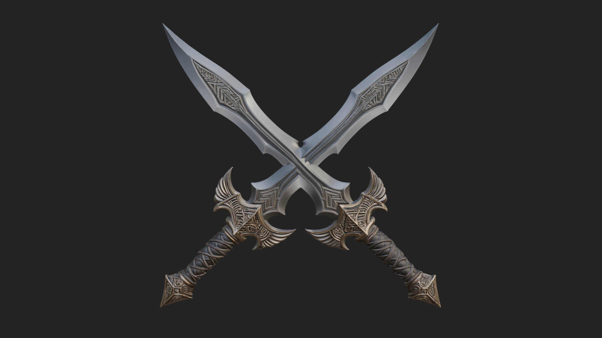 Winged Hilt Longsword Model Design 1 3D Print Model 3D Model