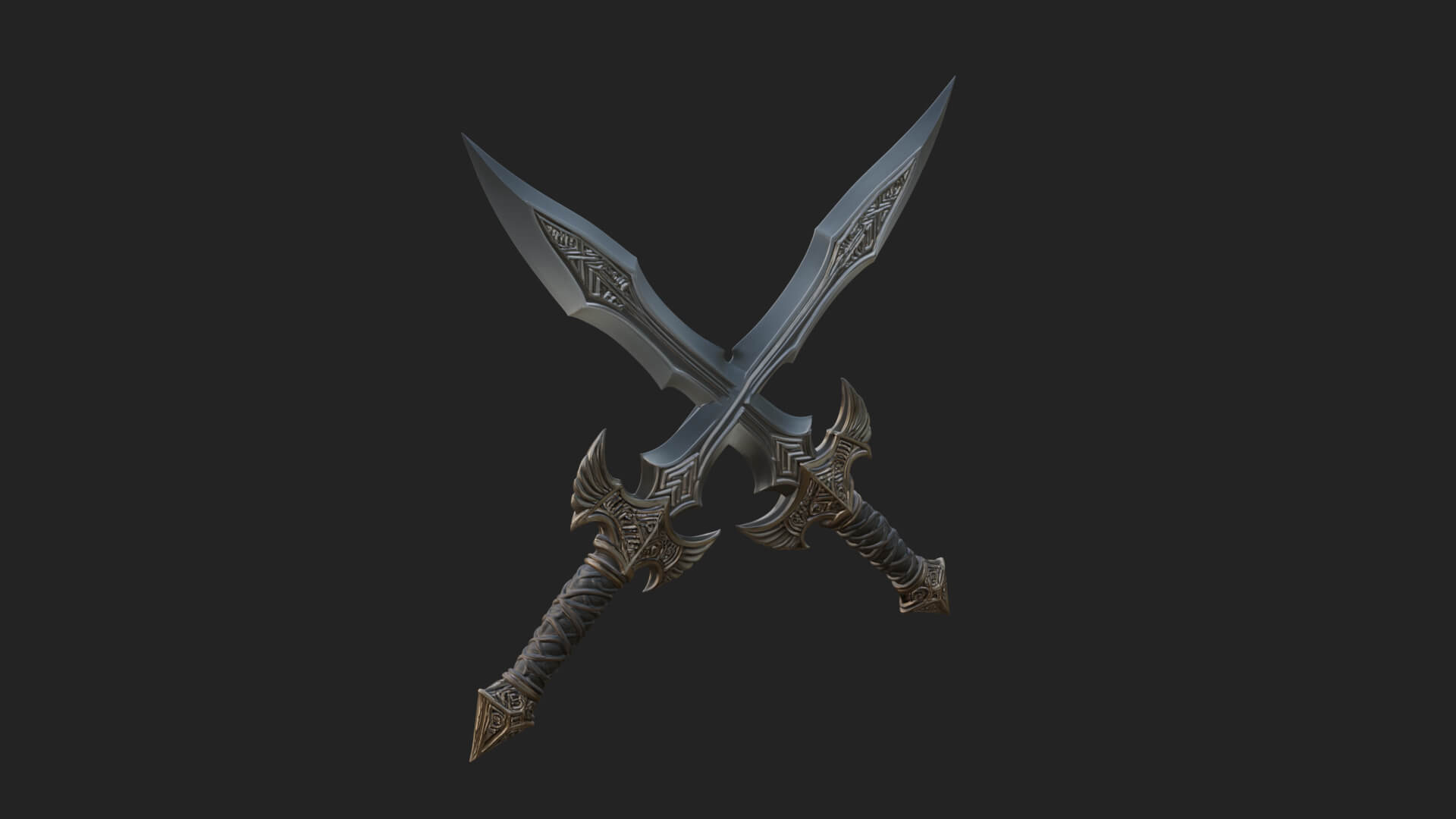 Winged Hilt Longsword Model Design 1 3D Print Model 3D Model