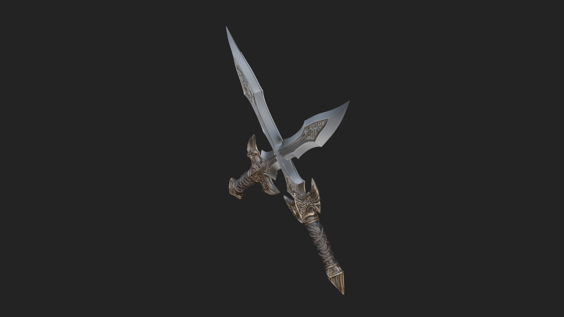Winged Hilt Longsword Model Design 1 3D Print Model 3D Model