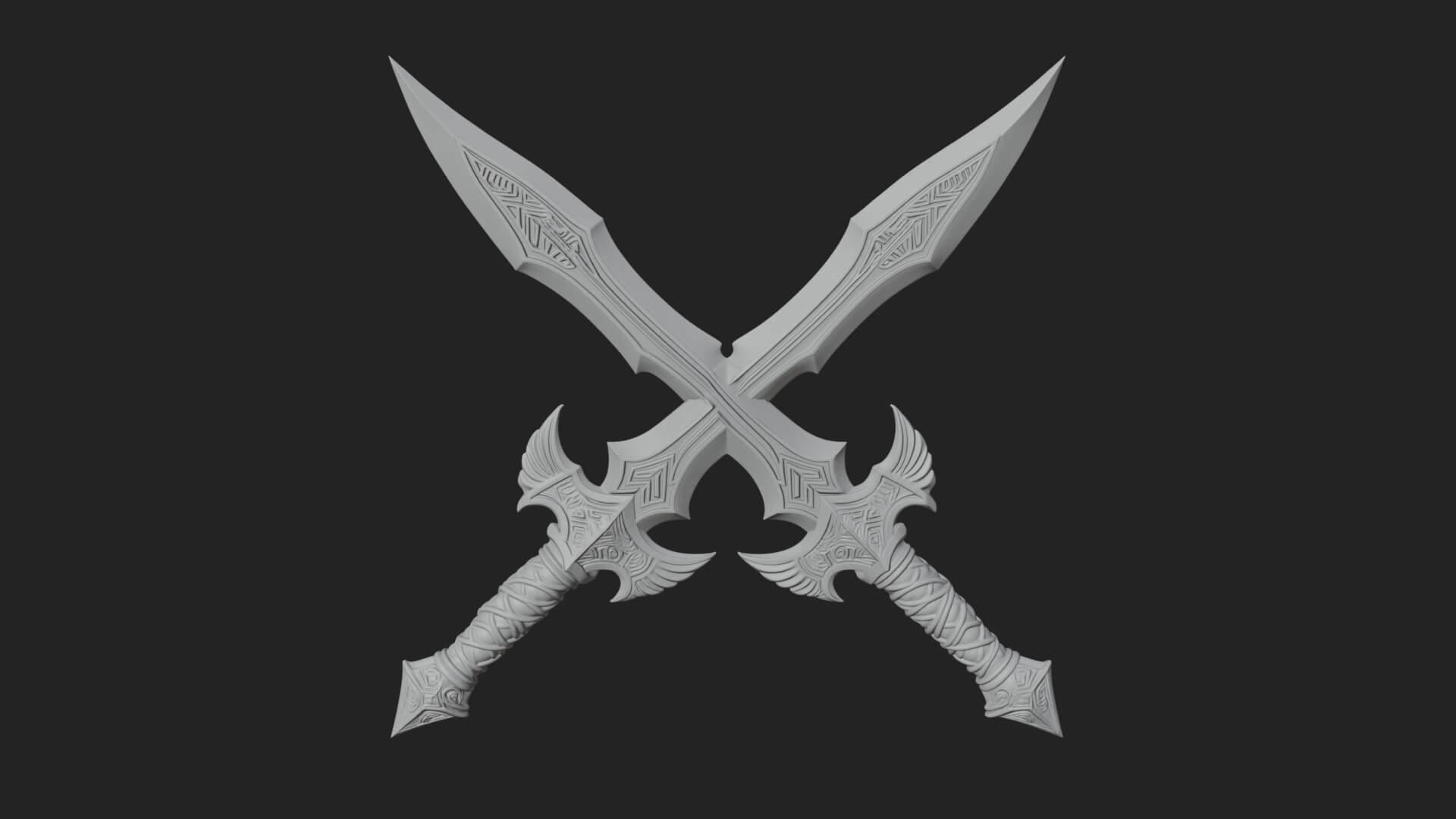 Winged Hilt Longsword Model Design 1 3D Print Model 3D Model