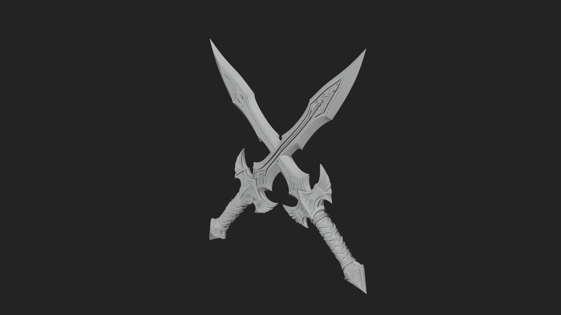 Winged Hilt Longsword Model Design 1 3D Print Model 3D Model