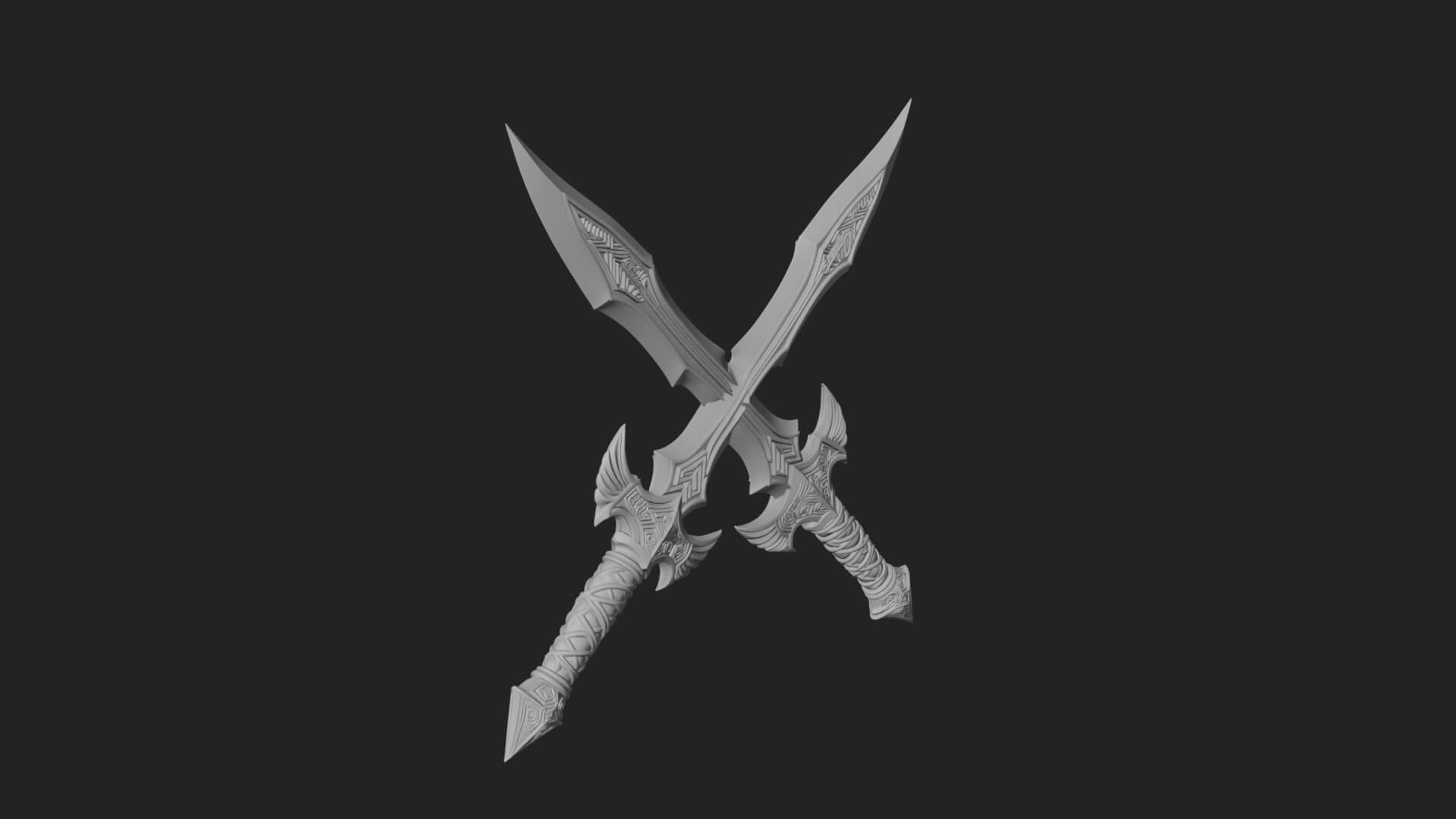 Winged Hilt Longsword Model Design 1 3D Print Model 3D Model