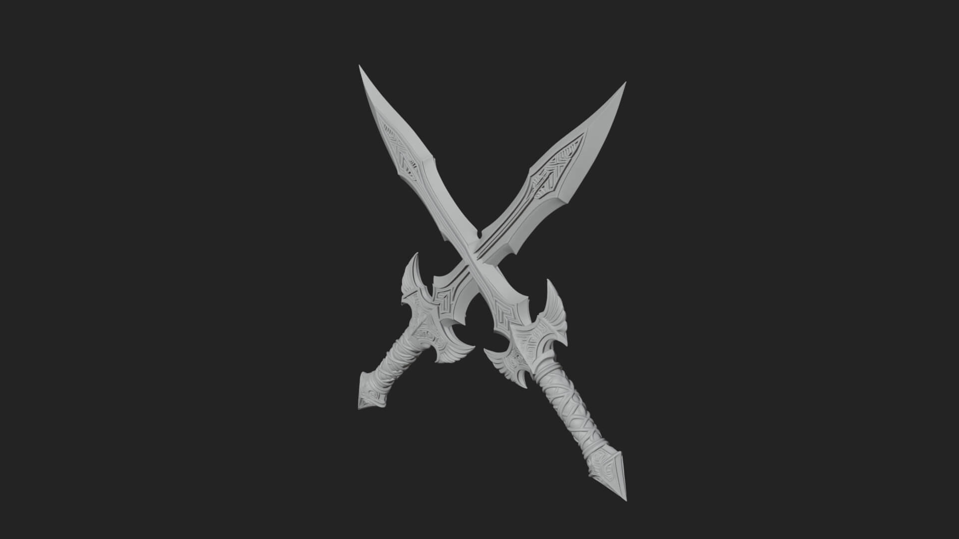 Winged Hilt Longsword Model Design 1 3D Print Model 3D Model